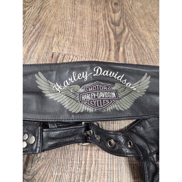 Harley Davidson 98137-08VW Horizon Embroidered Black Leather Chaps Medium - Picture 6 of 6